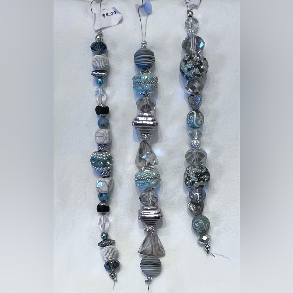 Jessie James Beads 3 strand set.  Grey, Silver, Dusty Blue NWT